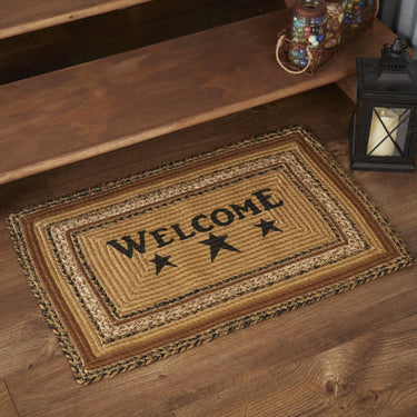 Kettle Grove Jute Braided Rug Rect Stencil Welcome 20